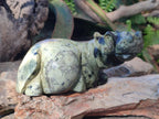 Hand Made Leopard Stone Hippo Carvings x 2 From Nyanga, Zimbabwe - Toprock Gemstones and Minerals 