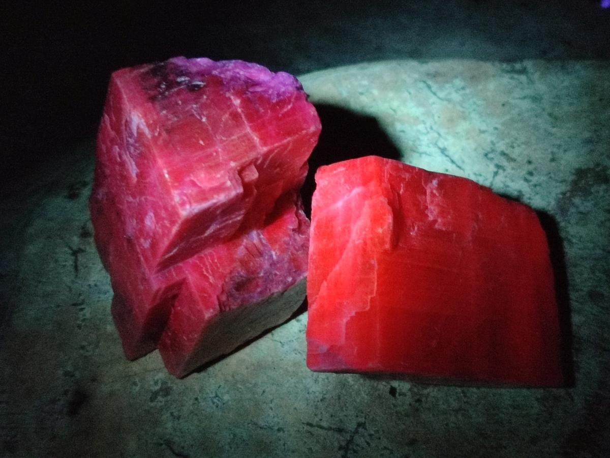 Natural Rhombohedral Sunset Orange Calcite Specimens x 6 From Spitzkop, Namibia - Toprock Gemstones and Minerals 