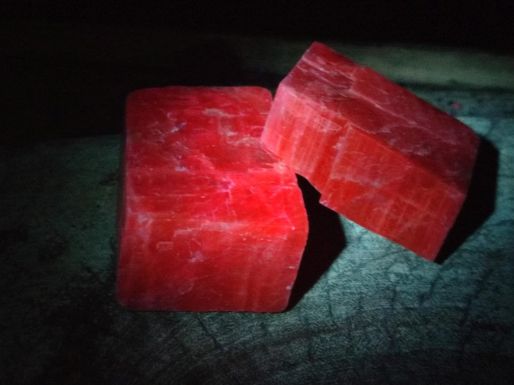 Natural Rhombohedral Sunset Orange Calcite Specimens x 6 From Spitzkop, Namibia - Toprock Gemstones and Minerals 