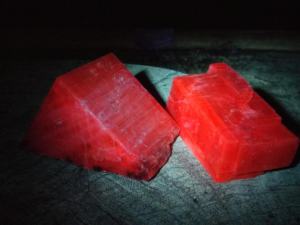 Natural Rhombohedral Sunset Orange Calcite Specimens x 6 From Spitzkop, Namibia - Toprock Gemstones and Minerals 