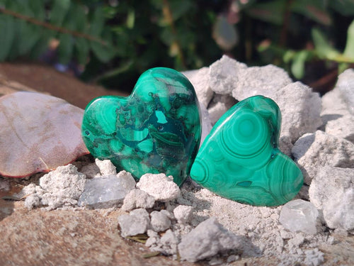 Polished Flower Banded Malachite Jewellery Hearts x 42 From Congo - Toprock Gemstones and Minerals 