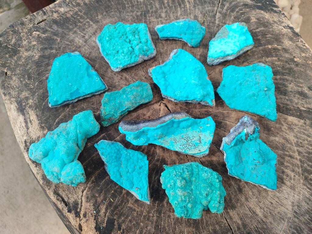Natural Botryoidal Chrysocolla Specimens x 12 From Kulukuluku, Congo - Toprock Gemstones and Minerals 