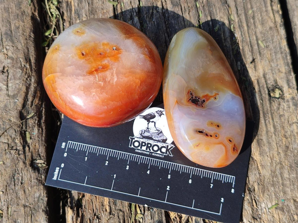 Polished and Natural Carnelian Agate Gemstone Galets x 24 From Madagascar - Toprock Gemstones and Minerals 
