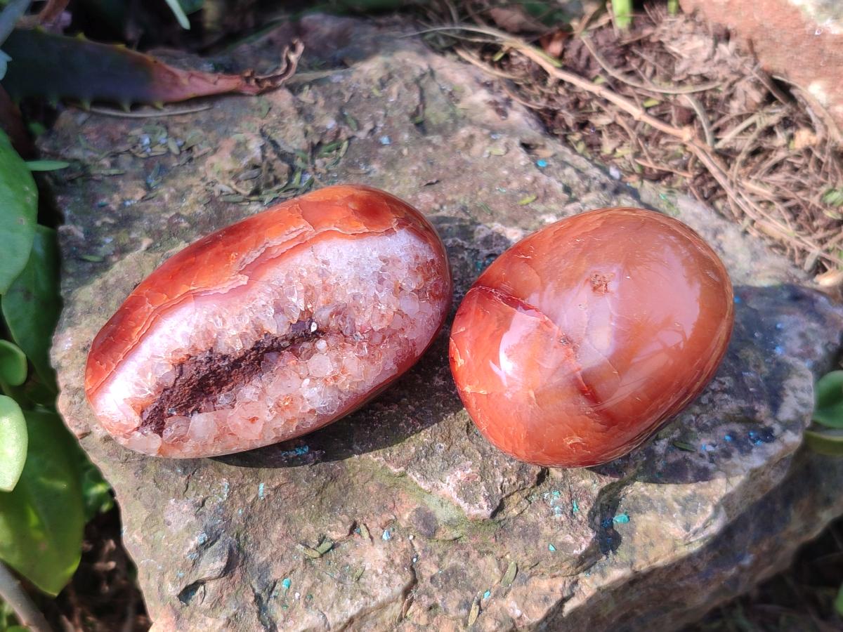 Polished and Natural Carnelian Agate Gemstone Galets x 24 From Madagascar - Toprock Gemstones and Minerals 