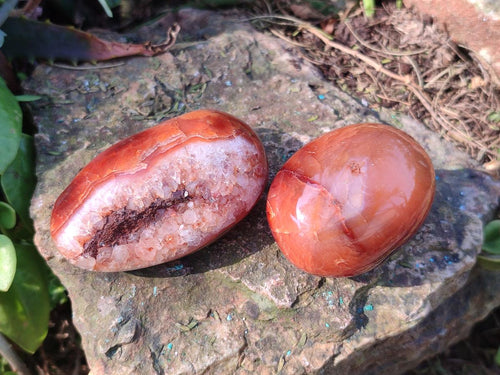Polished and Natural Carnelian Agate Gemstone Galets x 24 From Madagascar - Toprock Gemstones and Minerals 
