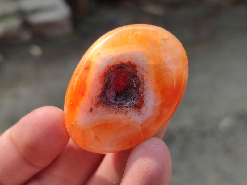 Polished and Natural Carnelian Agate Gemstone Galets x 24 From Madagascar - Toprock Gemstones and Minerals 