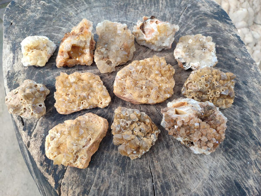 Natural Golden Limonite Quartz Clusters x 12 From Solwezi, Zambia