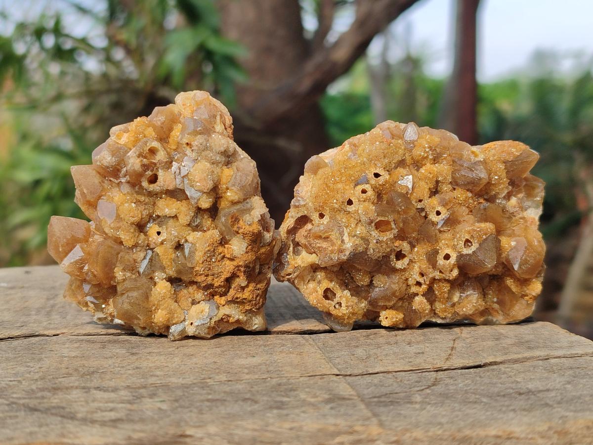 Natural Golden Limonite Quartz Clusters x 12 From Solwezi, Zambia