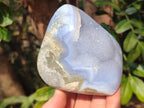 Polished and Natural Blue Lace Agate Standing Display Pieces x 3 From Nsanje, Malawi - Toprock Gemstones and Minerals 