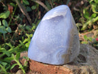 Polished and Natural Blue Lace Agate Standing Display Pieces x 3 From Nsanje, Malawi - Toprock Gemstones and Minerals 