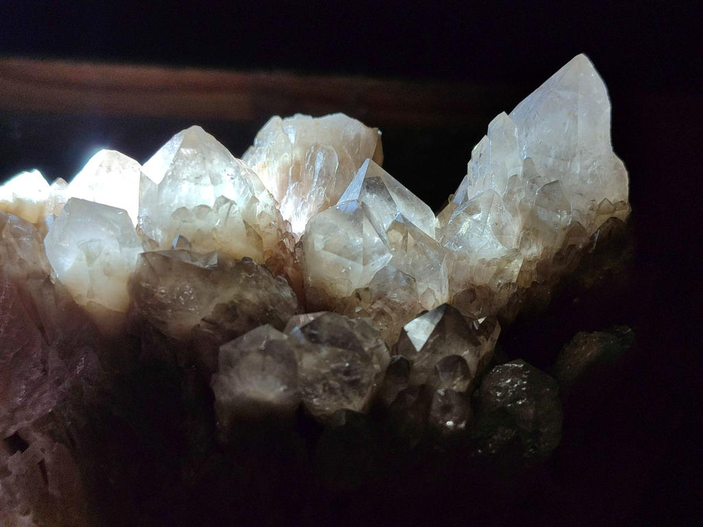 Natural Cascading White Phantom Smokey Luena Quartz Clusters x 2 From Luena, Congo