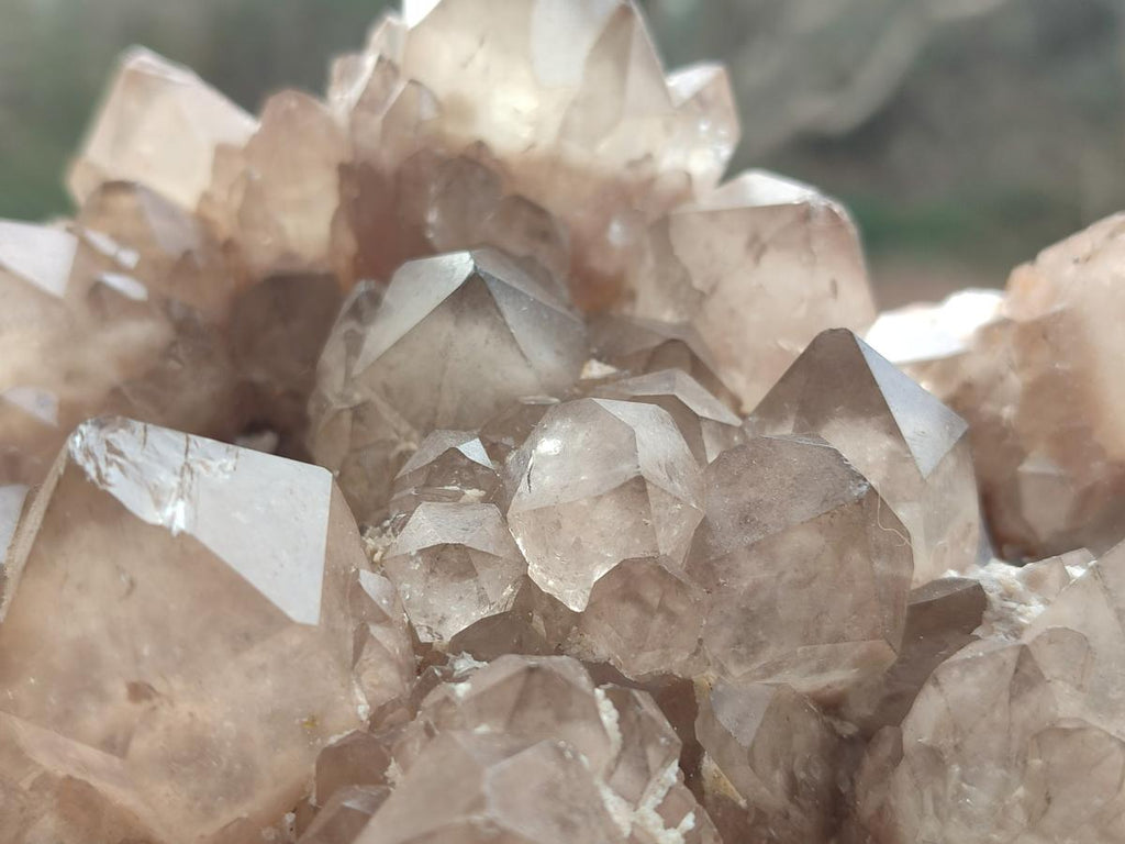 Natural Cascading White Phantom Smokey Luena Quartz Clusters x 2 From Luena, Congo