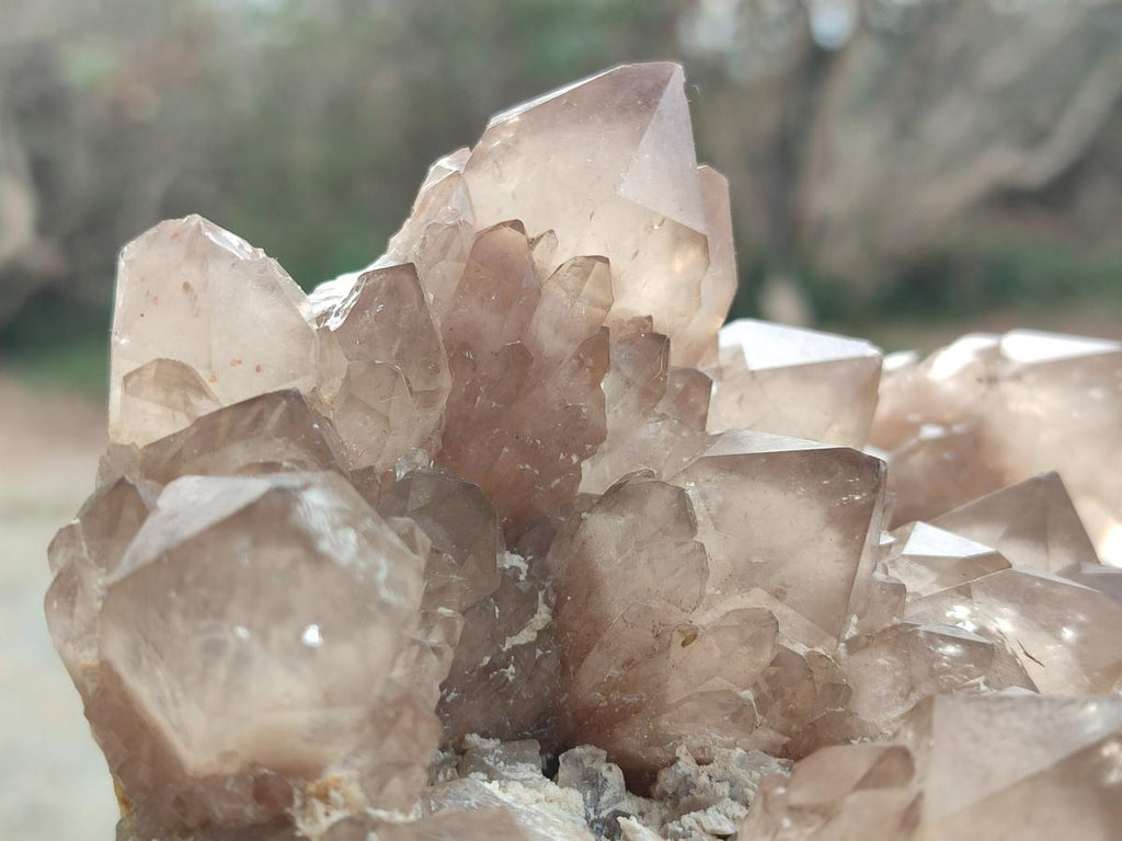 Natural Cascading White Phantom Smokey Luena Quartz Clusters x 2 From Luena, Congo