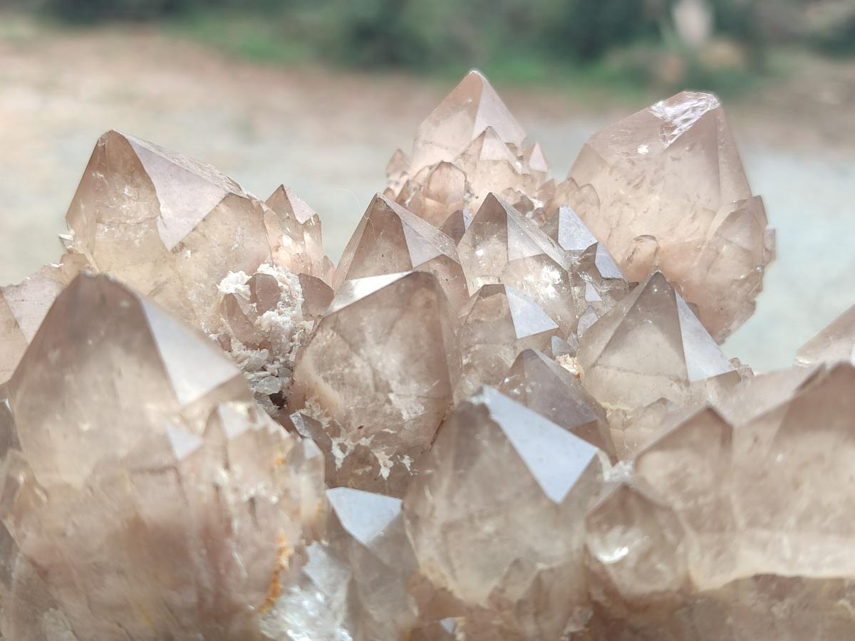 Natural Cascading White Phantom Smokey Luena Quartz Clusters x 2 From Luena, Congo