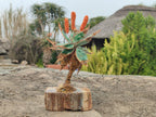 Hand Made Twin and Single Aloe Gemstone Stone Art Trees x 2 From South Africa - Toprock Gemstones and Minerals 