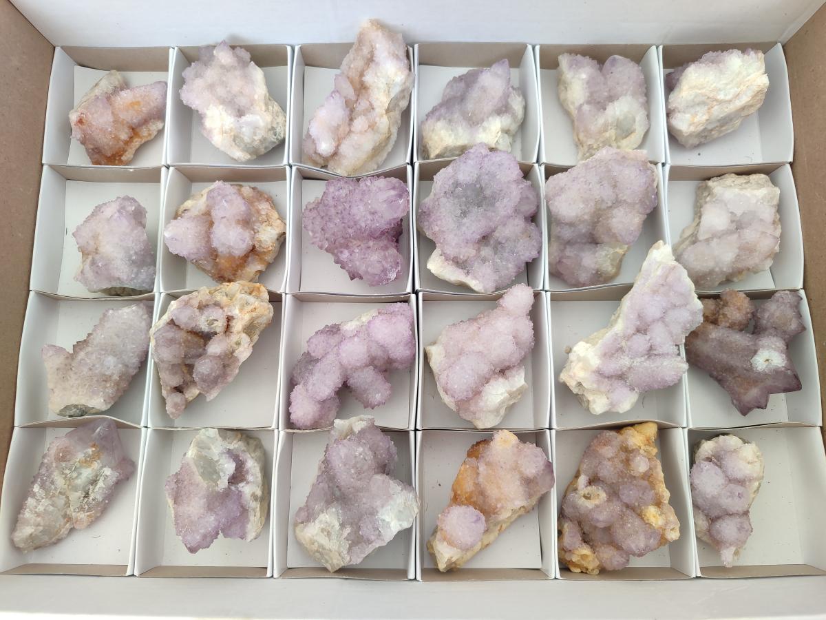 Natural Drusy Spirit Amethyst Clusters x 24 From Boekenhouthoek, South Africa