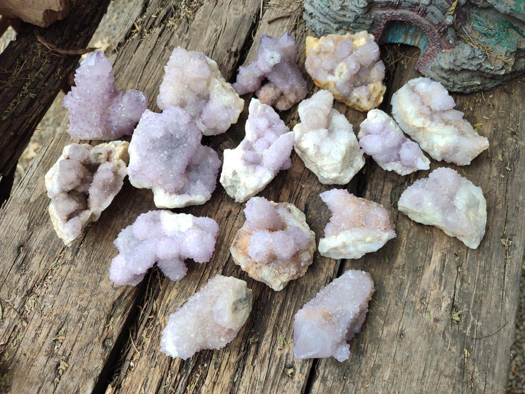 Natural Drusy Spirit Amethyst Clusters x 24 From Boekenhouthoek, South Africa