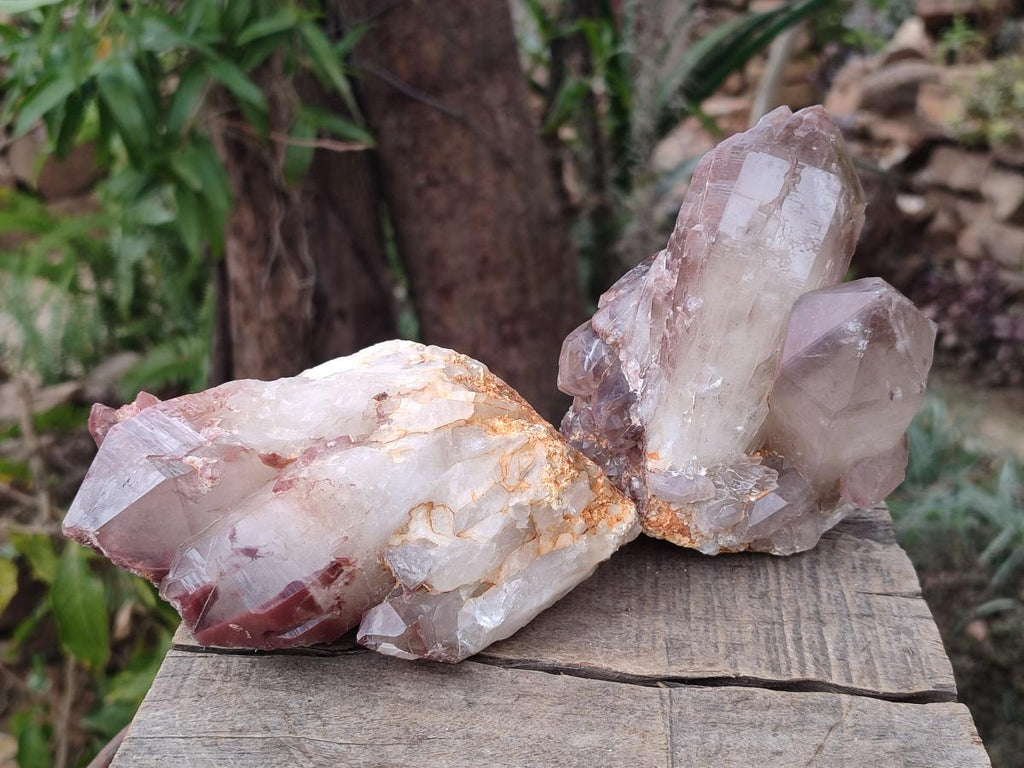 Natural Red Hematoid Quartz Clusters x 2 From Karoi, Zimbabwe