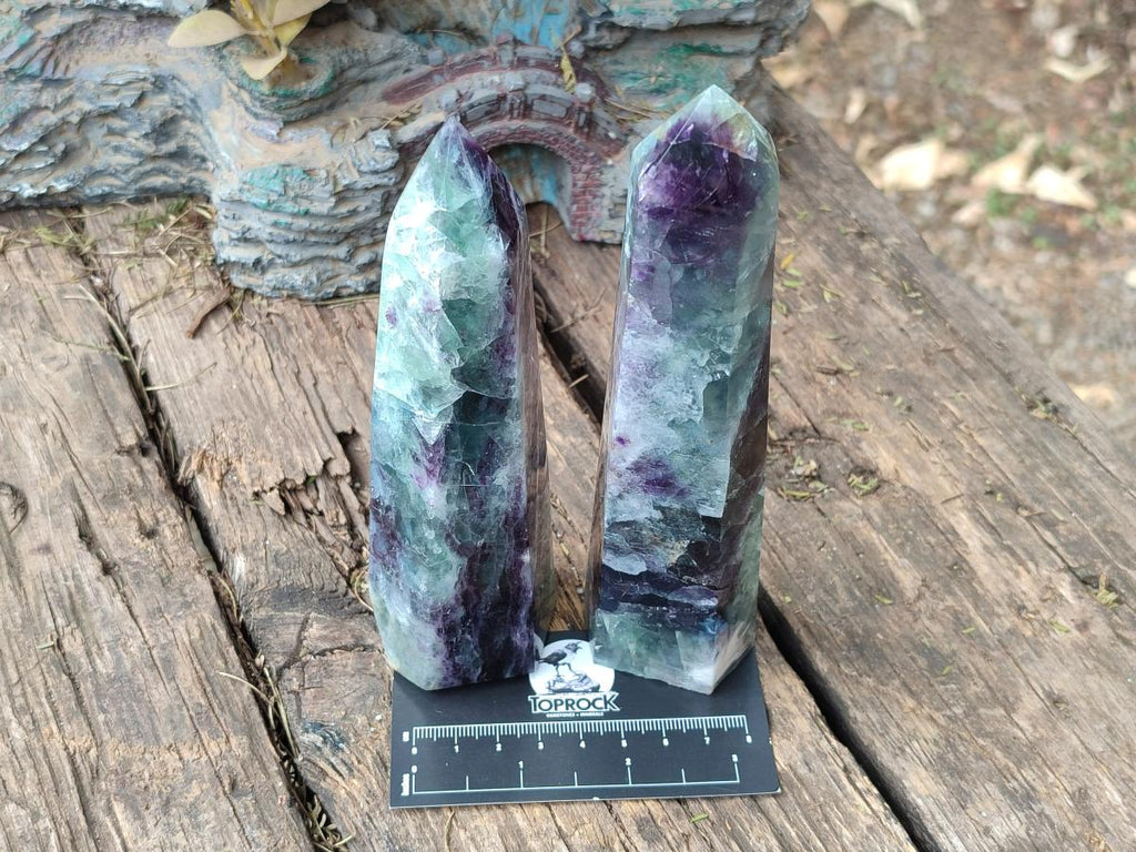 Polished Watermelon Fluorite Display Crystals x 4 From Uis, Namibia
