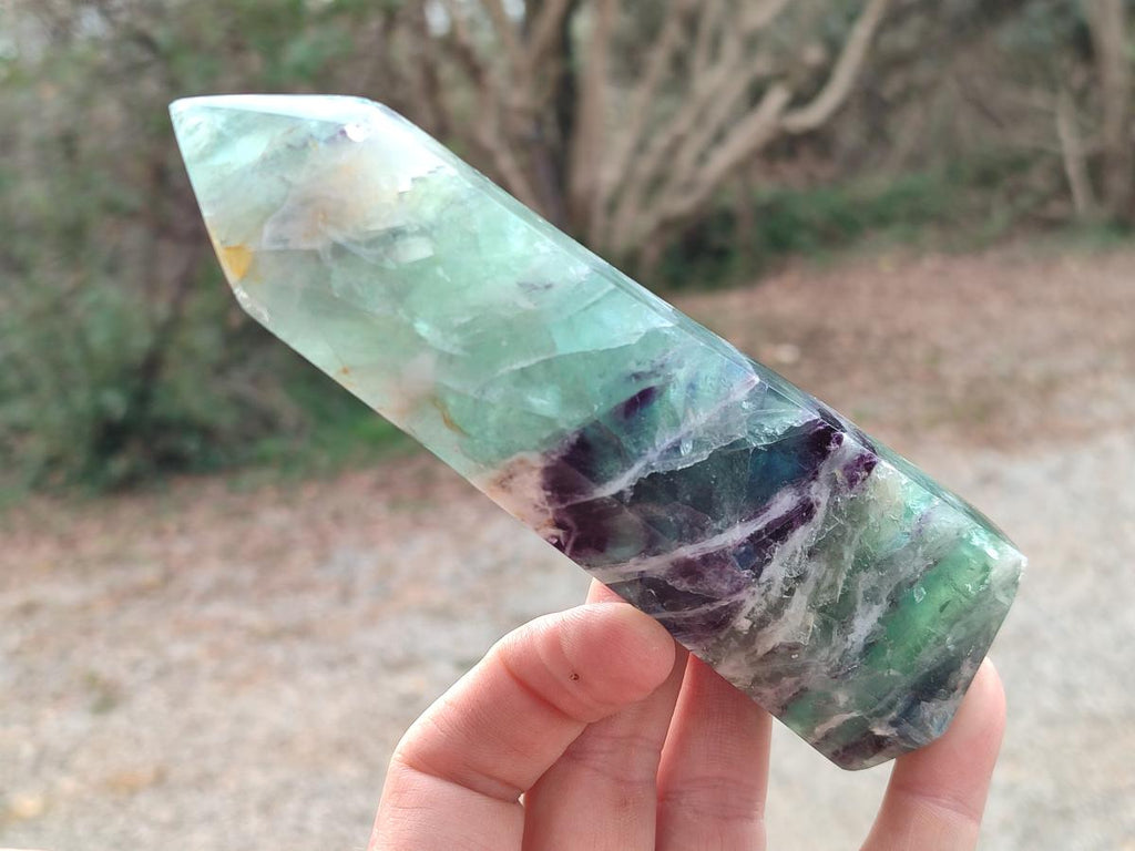 Polished Watermelon Fluorite Display Crystals x 4 From Uis, Namibia