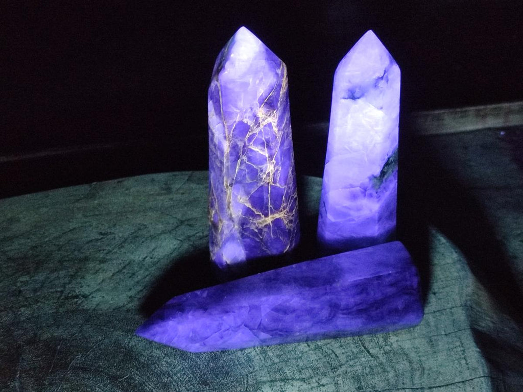 Polished Watermelon Fluorite Display Crystals x 4 From Uis, Namibia
