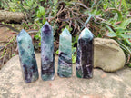 Polished Watermelon Fluorite Display Crystals x 4 From Uis, Namibia