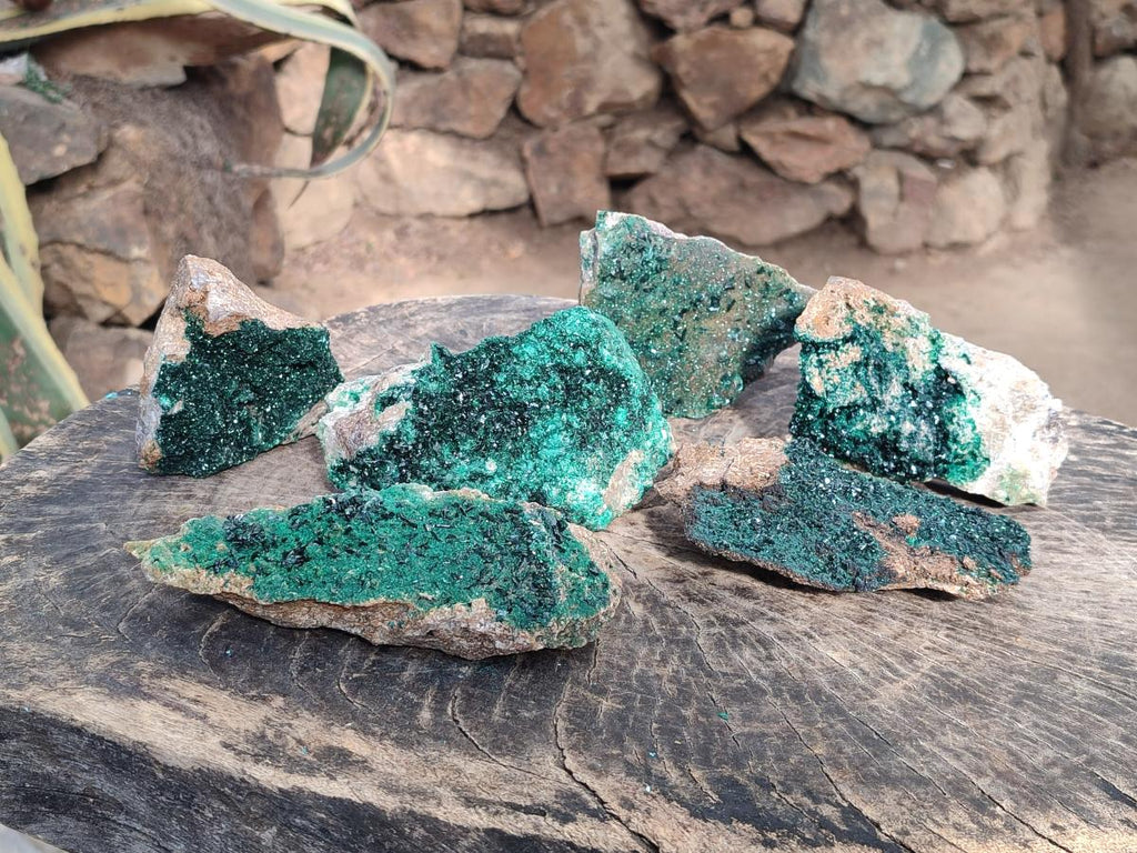 Natural Rare Crystalline Malachite Specimens x 6 From Tenke Fungurume, Congo