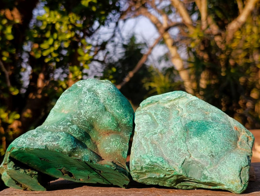 Polished and Natural Large Silky Malachite Specimens x 2 From Kasompe, Congo - Toprock Gemstones and Minerals 