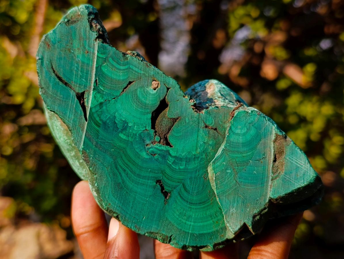 Polished and Natural Large Silky Malachite Specimens x 2 From Kasompe, Congo - Toprock Gemstones and Minerals 