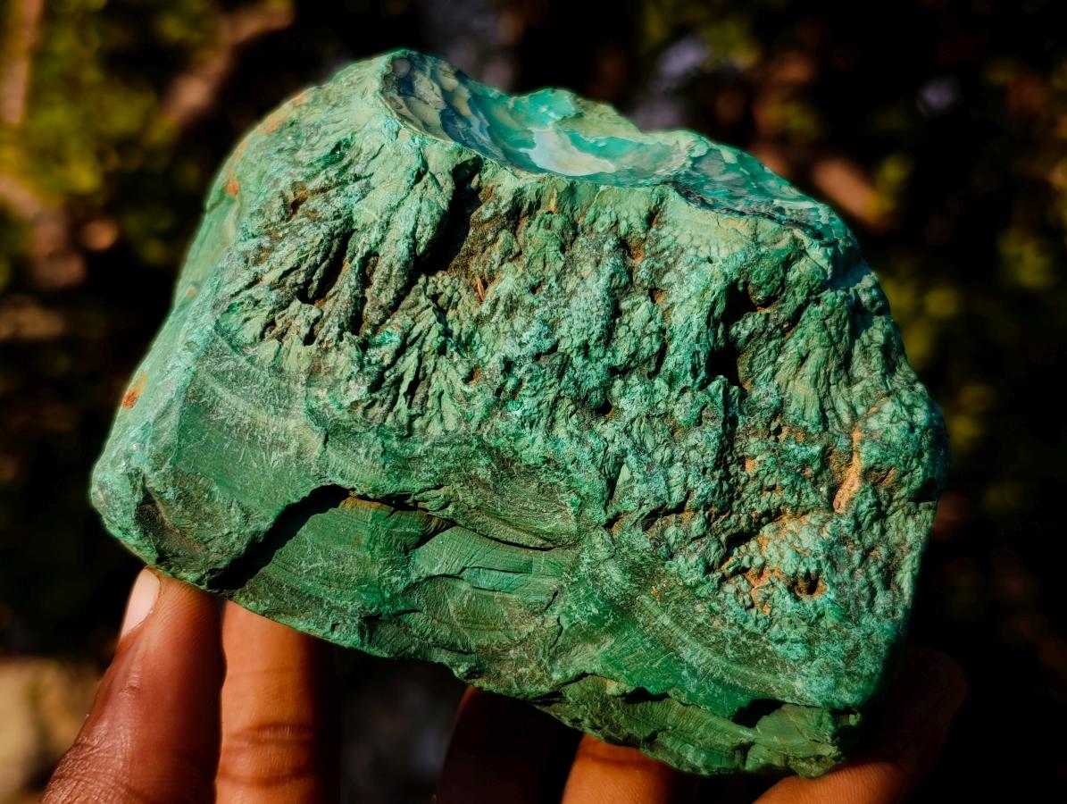 Polished and Natural Large Silky Malachite Specimens x 2 From Kasompe, Congo - Toprock Gemstones and Minerals 