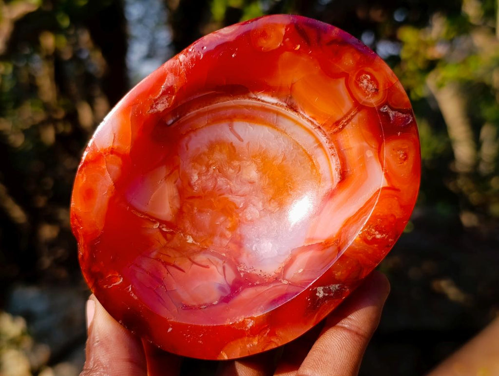 Polished and Natural Carnelian Agate Gemstone Bowls  x 3 From Madagascar - Toprock Gemstones and Minerals 
