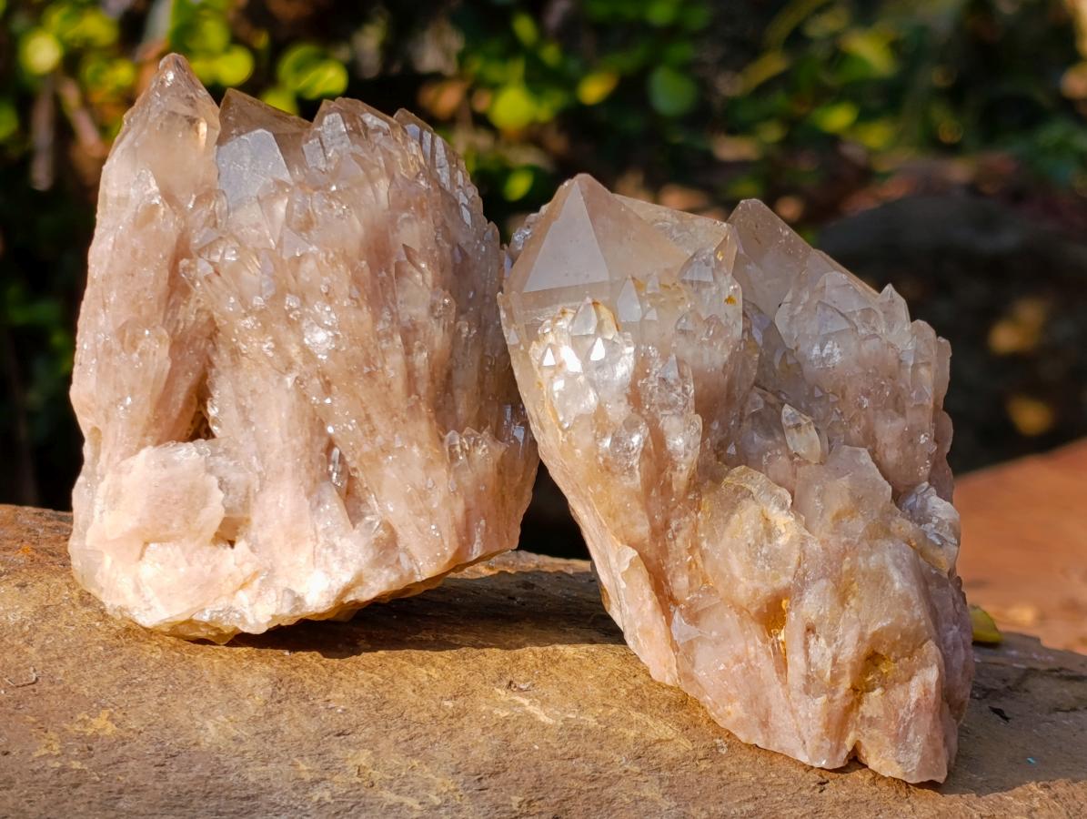 Natural Cascading White Phantom Smokey Luena Quartz Clusters x 6 From Luena, Congo - Toprock Gemstones and Minerals 