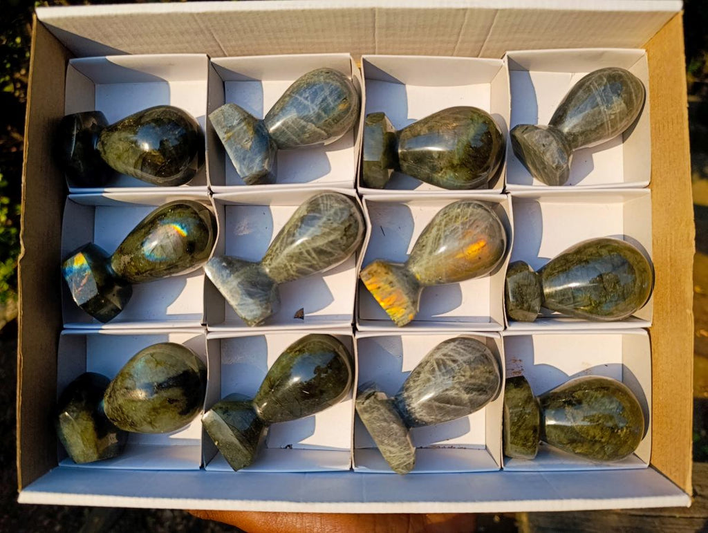 Polished Labradorite Stamp Handles x 12 From Madagascar - Toprock Gemstones and Minerals 