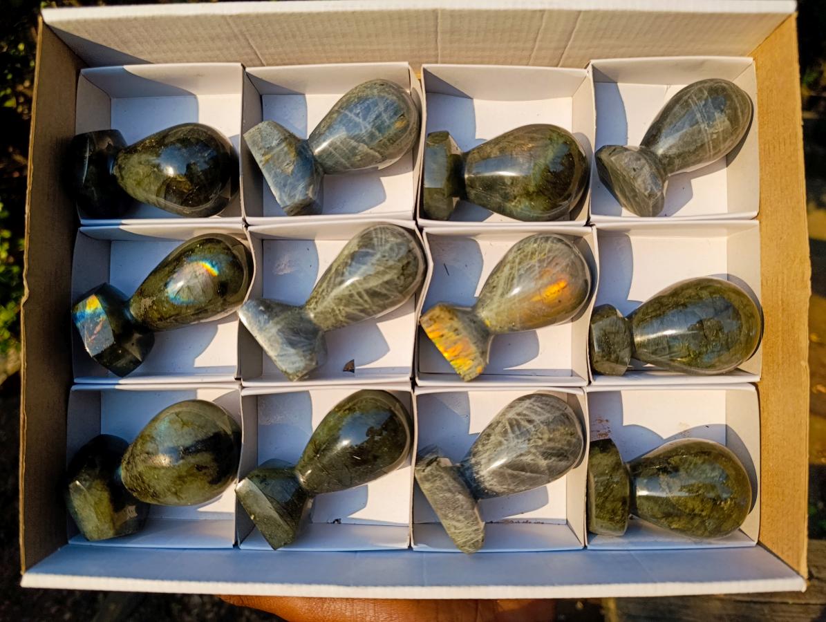 Polished Labradorite Stamp Handles x 12 From Madagascar - Toprock Gemstones and Minerals 