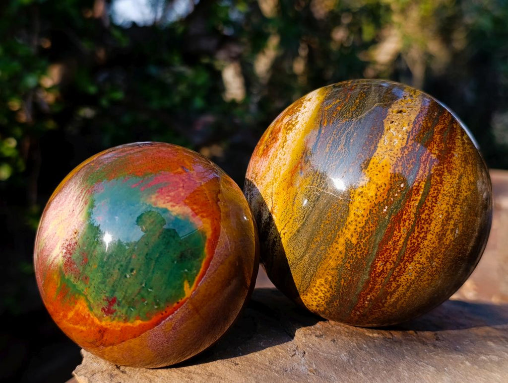 Polished Ocean Jasper Spheres x 2 From Northwest Coast, Madagascar - Toprock Gemstones and Minerals 