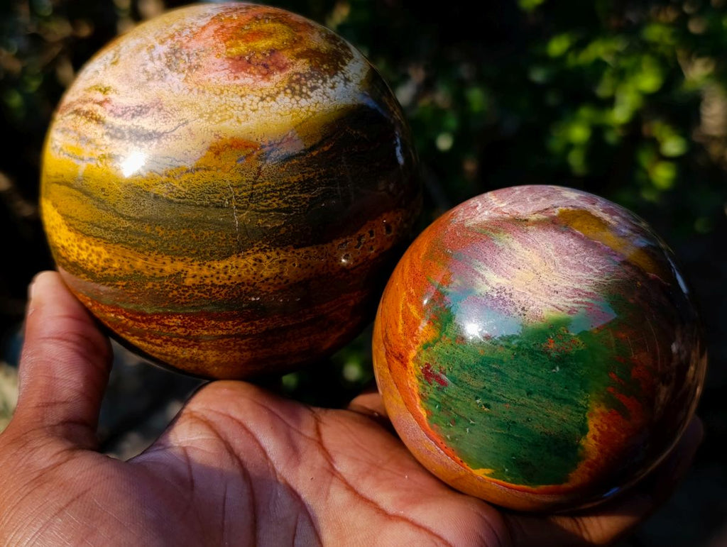 Polished Ocean Jasper Spheres x 2 From Northwest Coast, Madagascar - Toprock Gemstones and Minerals 