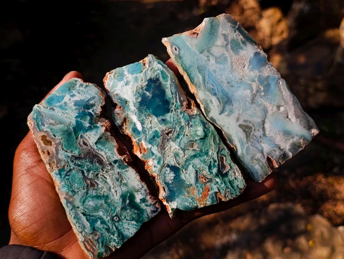 Polished One Side Mtorolite Chrysoprase Slices with Natural Edging x 12 From Mutorashanga, Zimbabwe - Toprock Gemstones and Minerals 