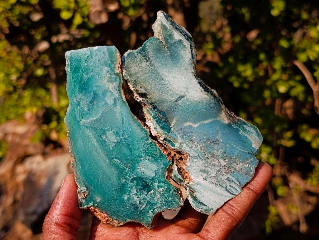 Polished One Side Mtorolite Chrysoprase Slices with Natural Edging x 12 From Mutorashanga, Zimbabwe - Toprock Gemstones and Minerals 