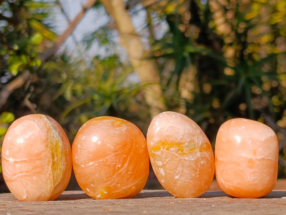 Polished Orange Twist Calcite Galets x 35 From Maevantanana, Madagascar - Toprock Gemstones and Minerals 