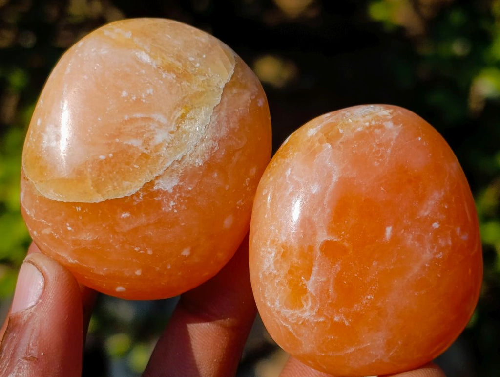 Polished Orange Twist Calcite Galets x 35 From Maevantanana, Madagascar - Toprock Gemstones and Minerals 