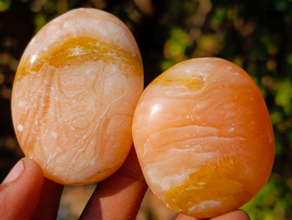 Polished Orange Twist Calcite Galets x 35 From Maevantanana, Madagascar - Toprock Gemstones and Minerals 
