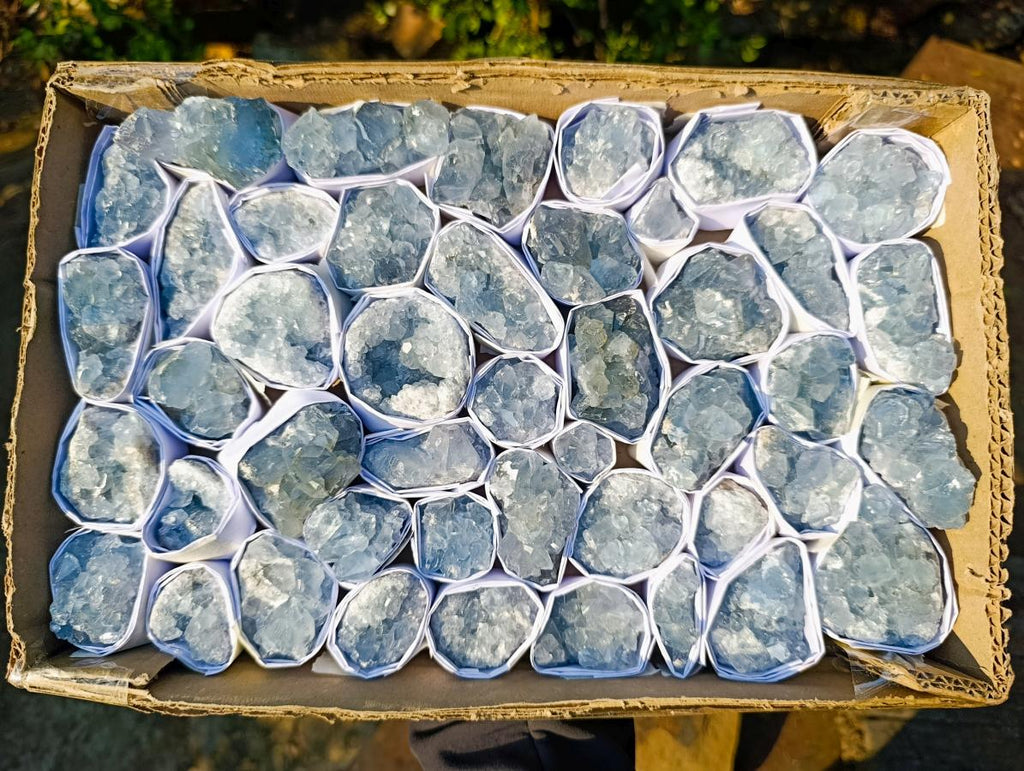 Natural Mini Blue Celestite Specimens x 47 From Sakoany, Madagascar - Toprock Gemstones and Minerals 