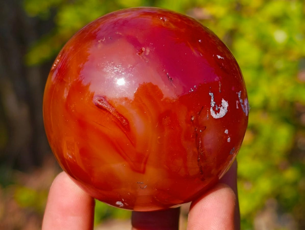 Polished and Natural Carnelian Agate Gemstone Spheres x 6 From Madagascar - Toprock Gemstones and Minerals 