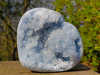 Polished and Natural Large Blue Celestite Heart x 1 From Sakoany, Madagascar - Toprock Gemstones and Minerals 