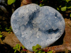Polished and Natural Large Blue Celestite Heart x 1 From Sakoany, Madagascar - Toprock Gemstones and Minerals 