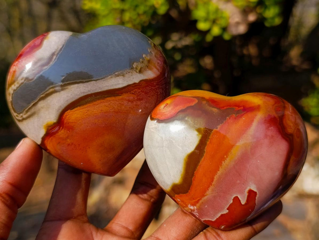 Polished Polychrome Jasper Hearts x 6 From NW Coast, Madagascar - Toprock Gemstones and Minerals 