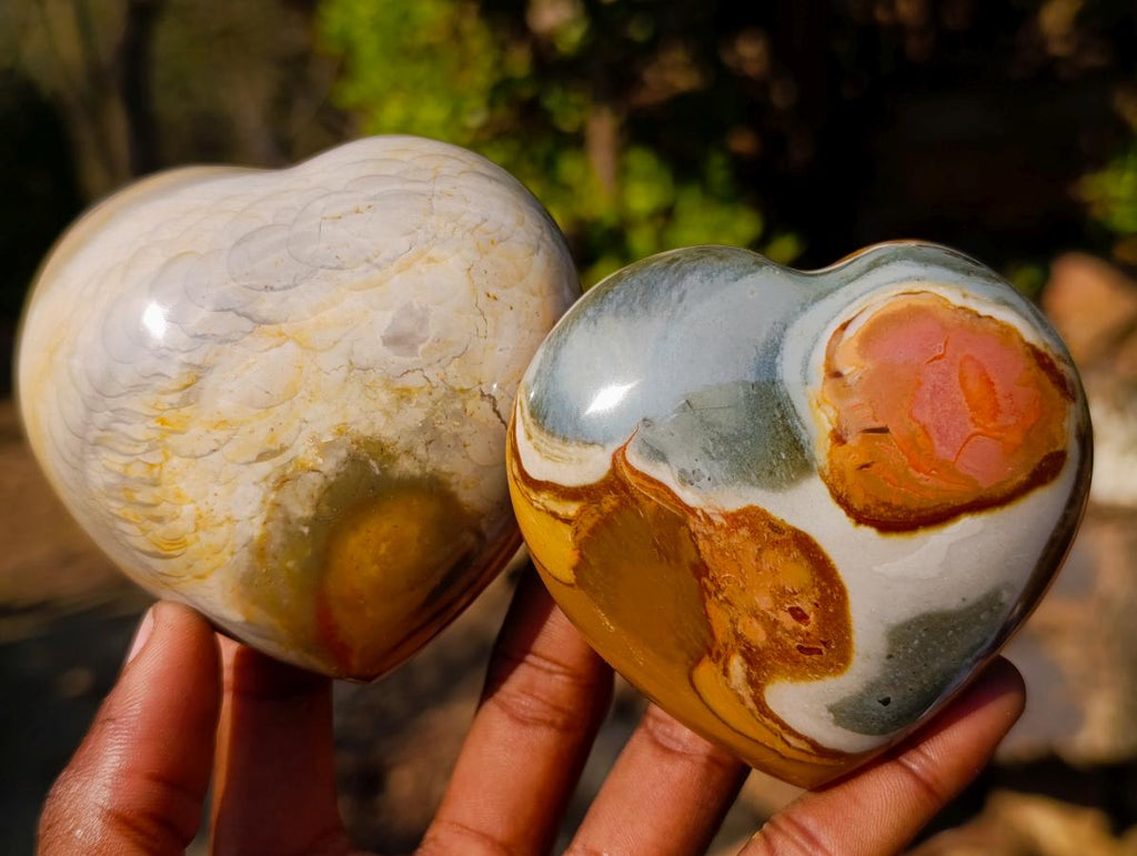Polished Polychrome Jasper Hearts x 6 From NW Coast, Madagascar - Toprock Gemstones and Minerals 