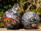 Polished and Natural Ocean Jasper Spheres x 2 From Northwest Coast, Madagascar - Toprock Gemstones and Minerals 