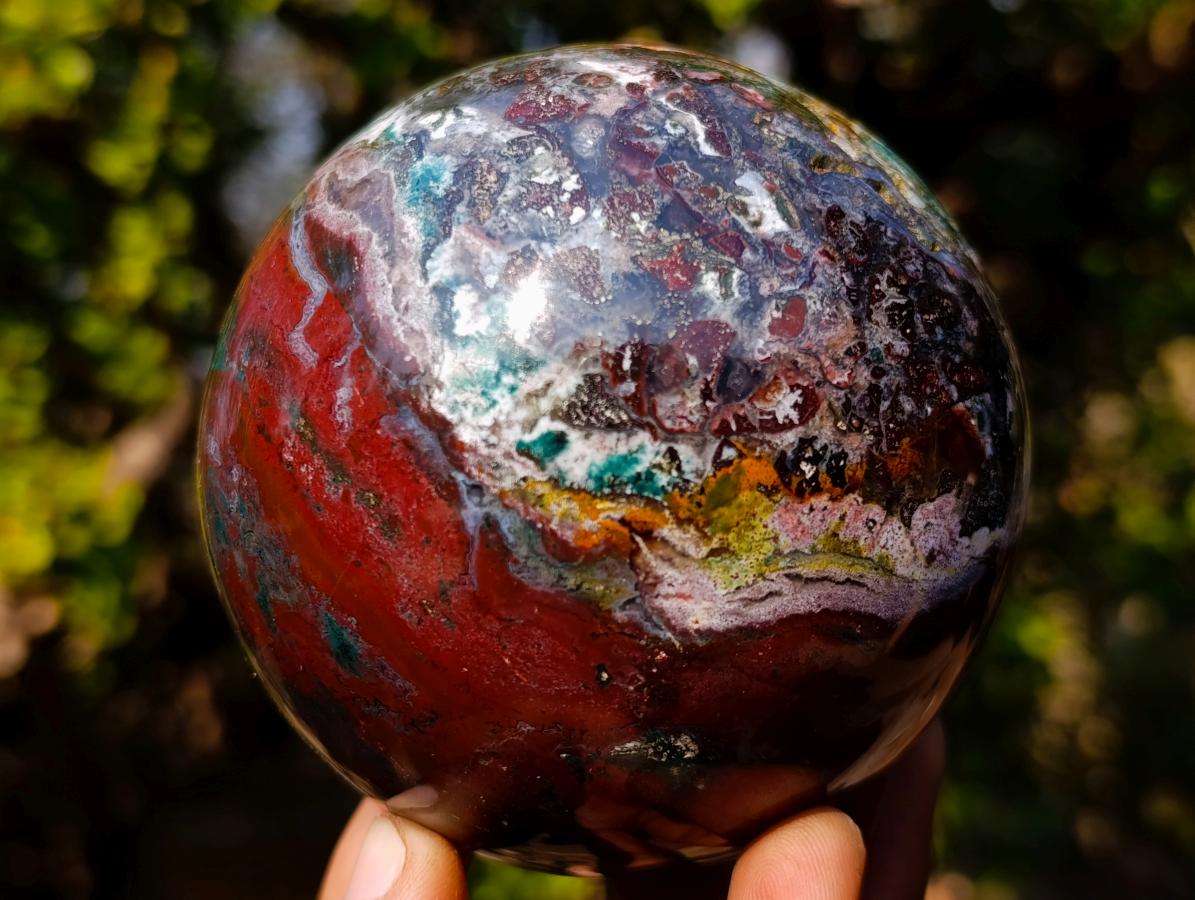Polished and Natural Ocean Jasper Spheres x 2 From Northwest Coast, Madagascar - Toprock Gemstones and Minerals 