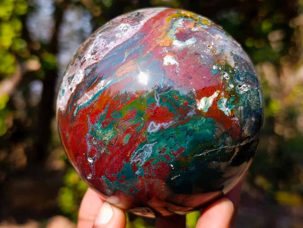 Polished and Natural Ocean Jasper Spheres x 2 From Northwest Coast, Madagascar - Toprock Gemstones and Minerals 